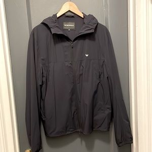 EMPORIO ARMANI Men’s Windbreaker Navy Blue Stretch Nylon IT Size 50